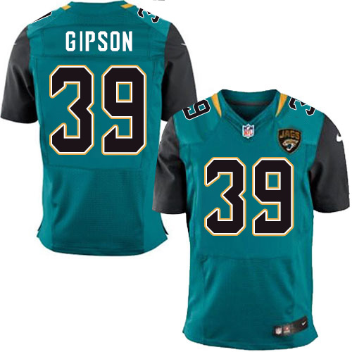 Men's Elite Tashaun Gipson Nike Jersey Teal Green Home - #39 NFL Jacksonville Jaguars